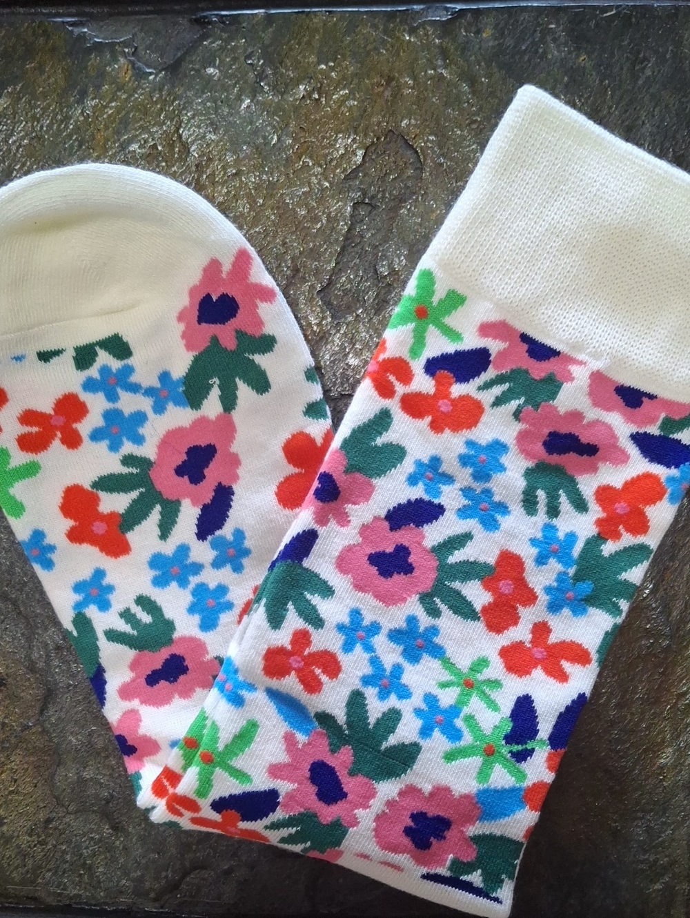 Multi Color Floral Crew Socks